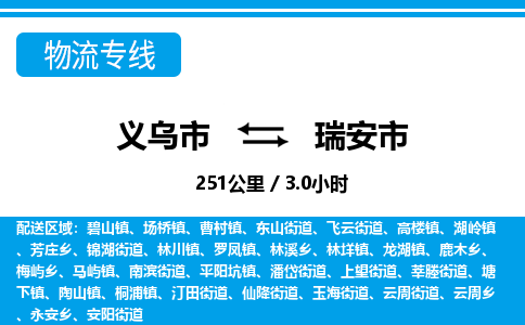義烏市到瑞安市物流專線-義烏市至瑞安市貨運公司