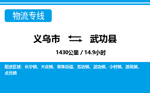 義烏市到武功縣物流專線-義烏市至武功縣貨運公司