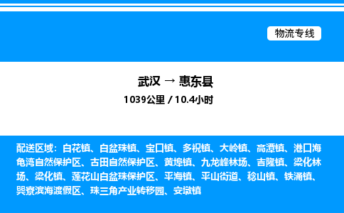 武漢到惠東縣物流專線-武漢至惠東縣貨運(yùn)公司