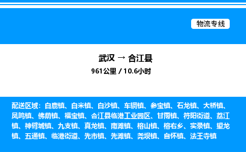 武漢到合江縣物流專線-武漢至合江縣貨運公司