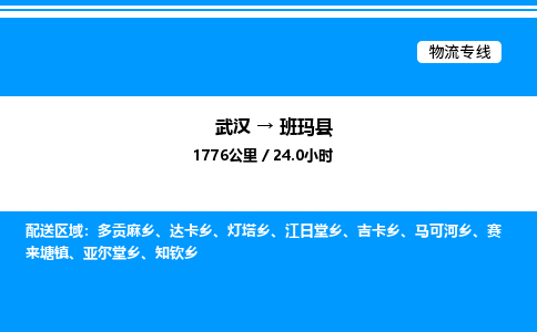 武漢到班瑪縣物流專線-武漢至班瑪縣貨運公司