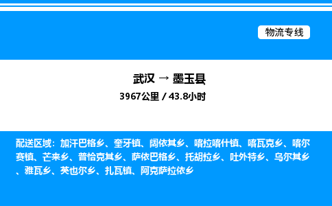 武漢到墨玉縣物流專(zhuān)線(xiàn)-武漢至墨玉縣貨運(yùn)公司
